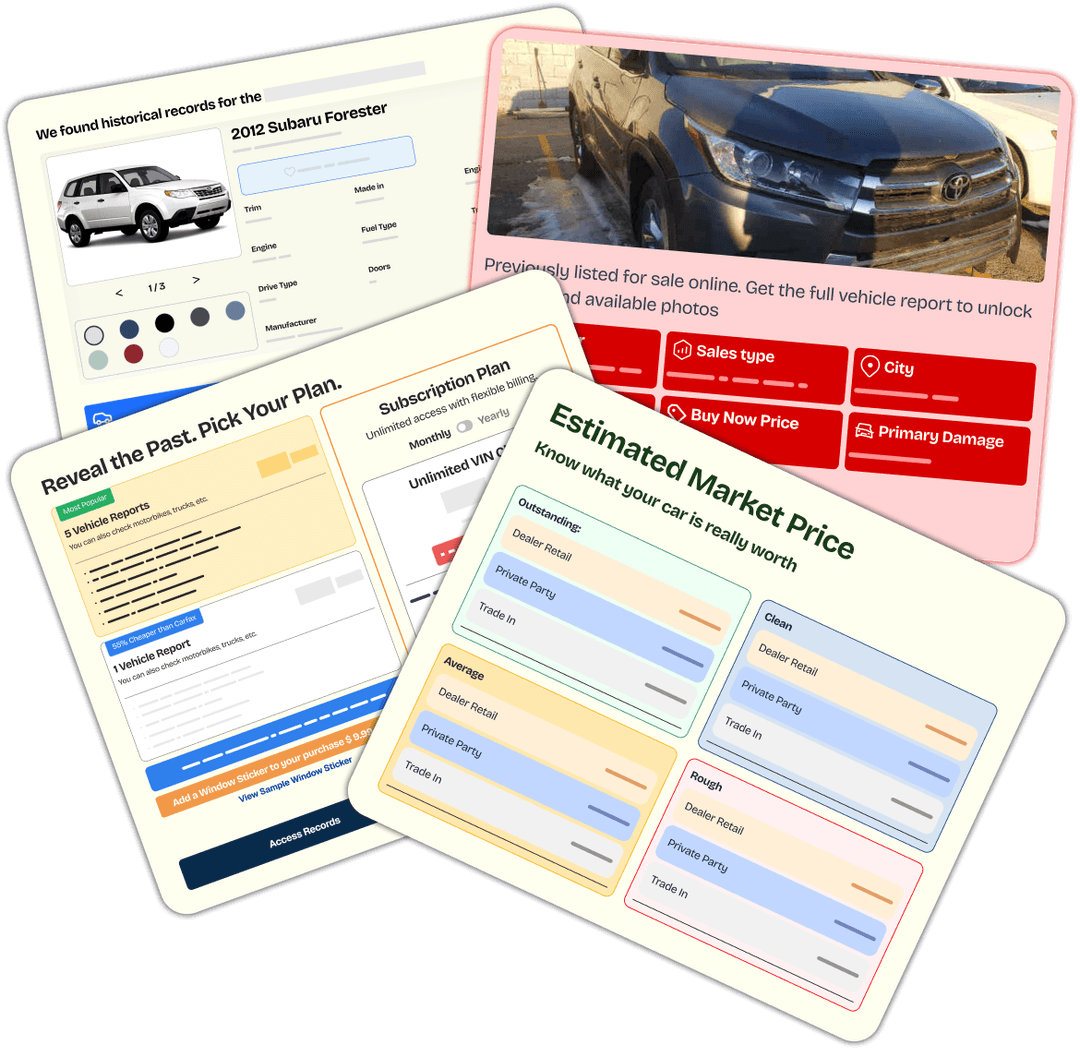 Vehicle history report preview