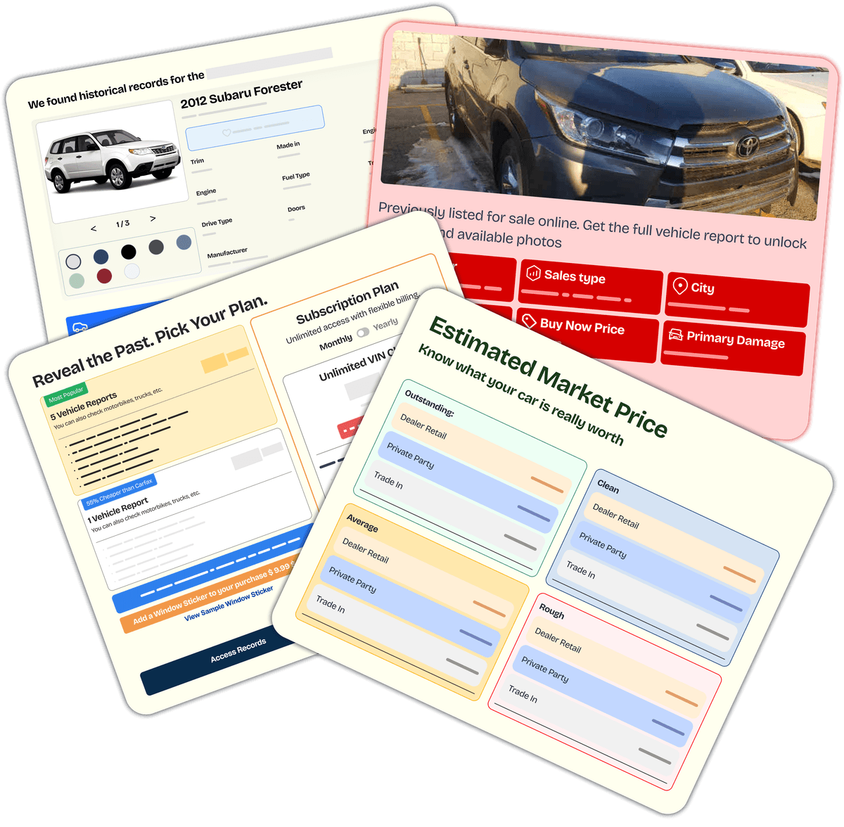 Vehicle history report preview