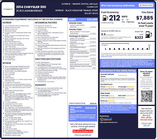 Vehicle history report preview