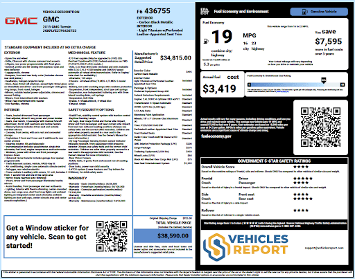Vehicle history report preview