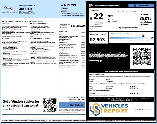 Vehicle history report preview