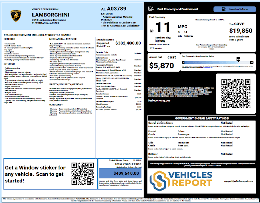 Vehicle history report preview