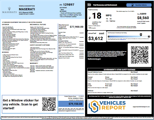 Vehicle history report preview