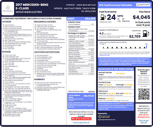 Vehicle history report preview