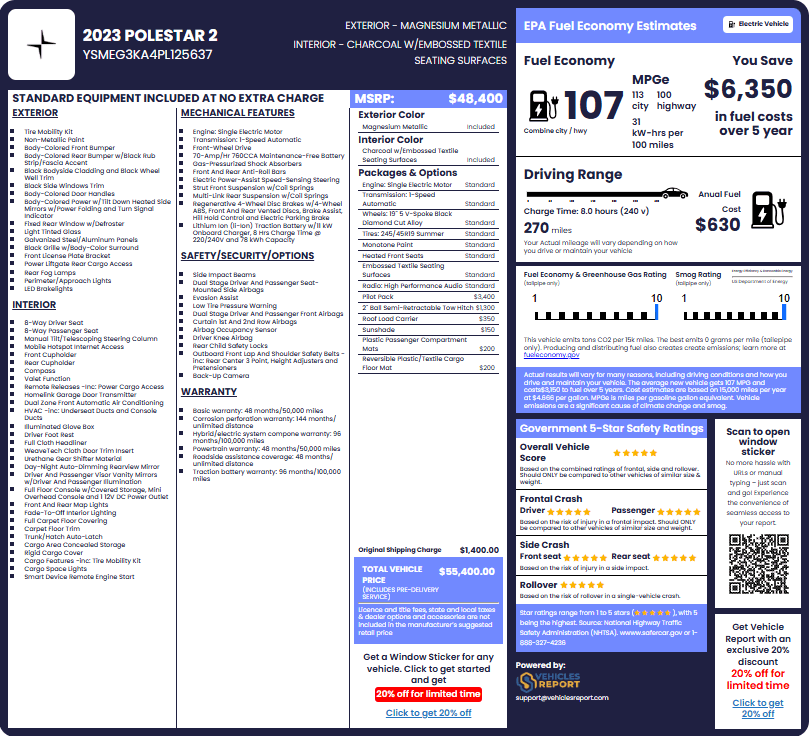 Vehicle history report preview
