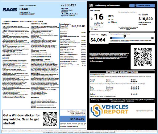 Vehicle history report preview