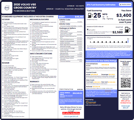 Vehicle history report preview