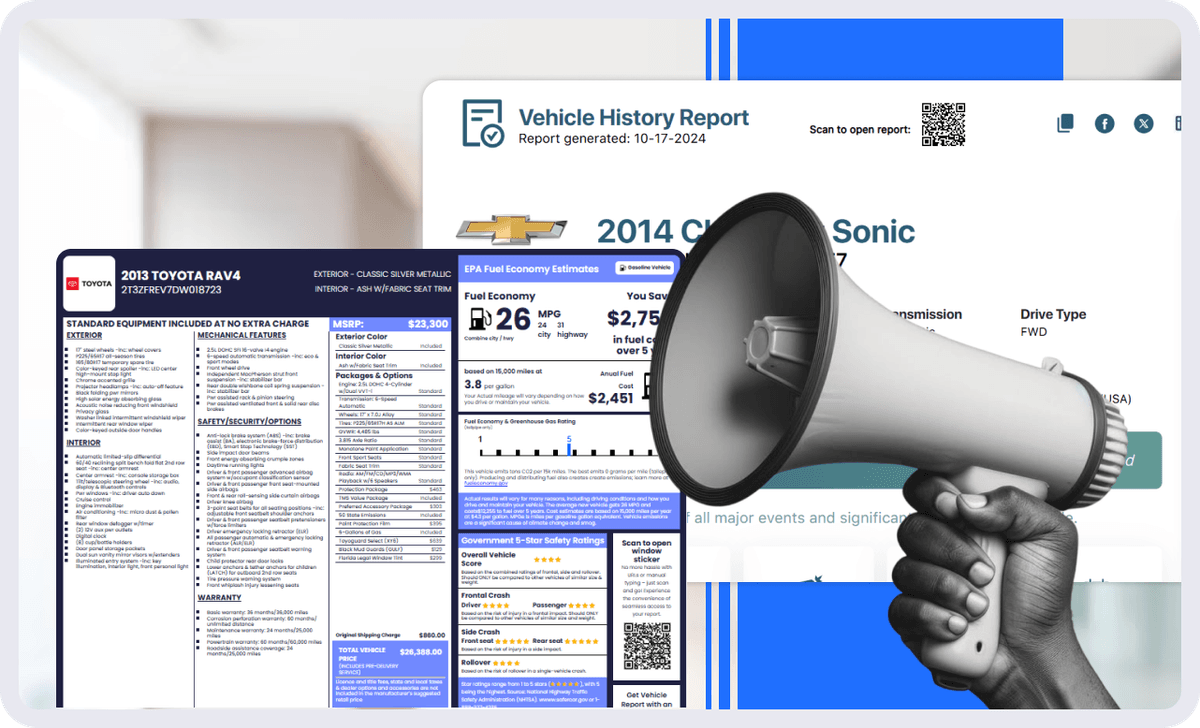 Vehicle history report preview