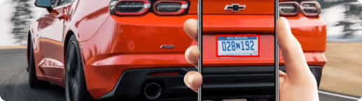 License plate lookup on a Chevrolet Camaro